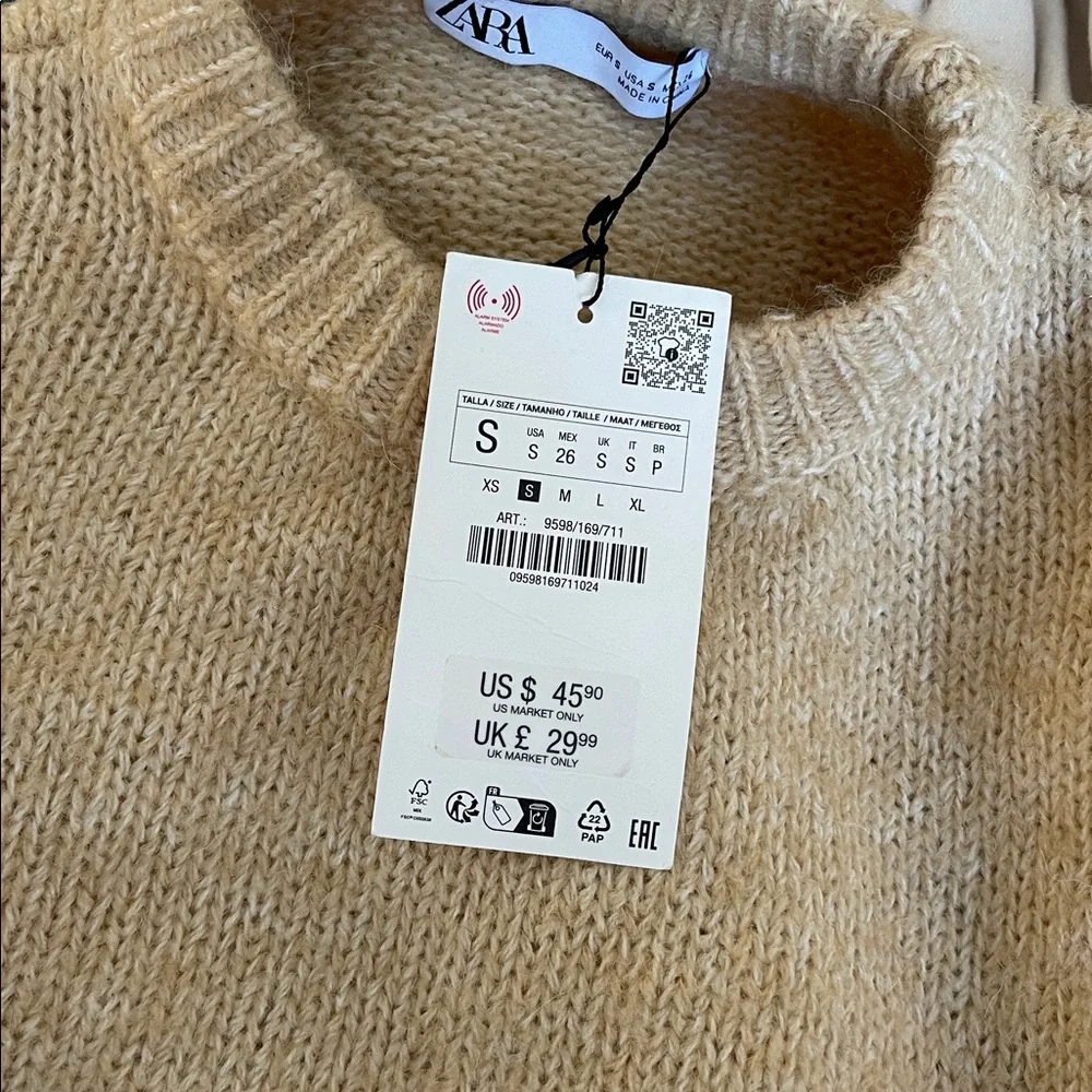 Zara Beige Ribbed Crew Neck Sweater - Picture 13 of 13